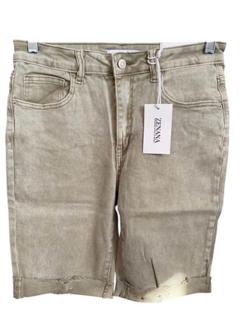 Zenana Outfitters Olive-Tan Women's Bermuda Shorts